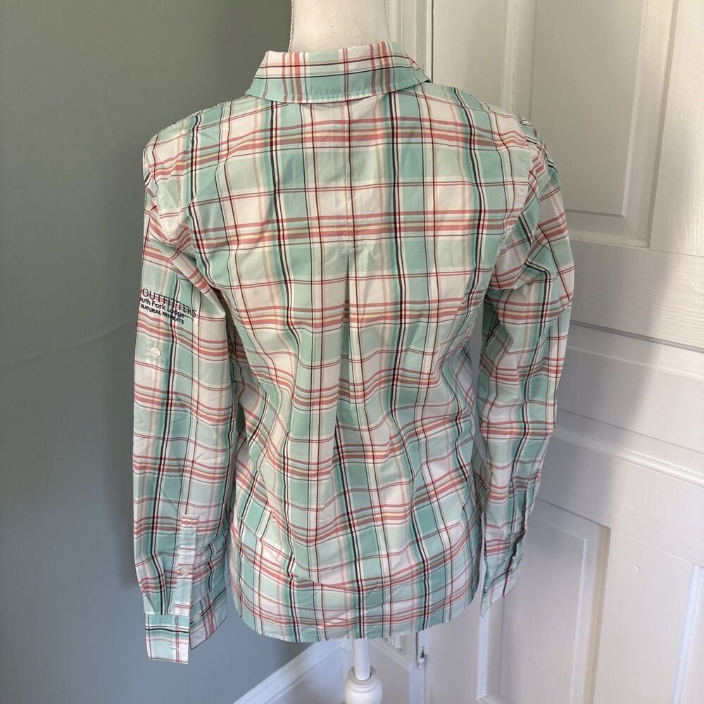 Patagonia Women's Size 6 Long Sleeved Overcast Shirt Plaid Aqua Long Sleeve - Picture 3 of 4